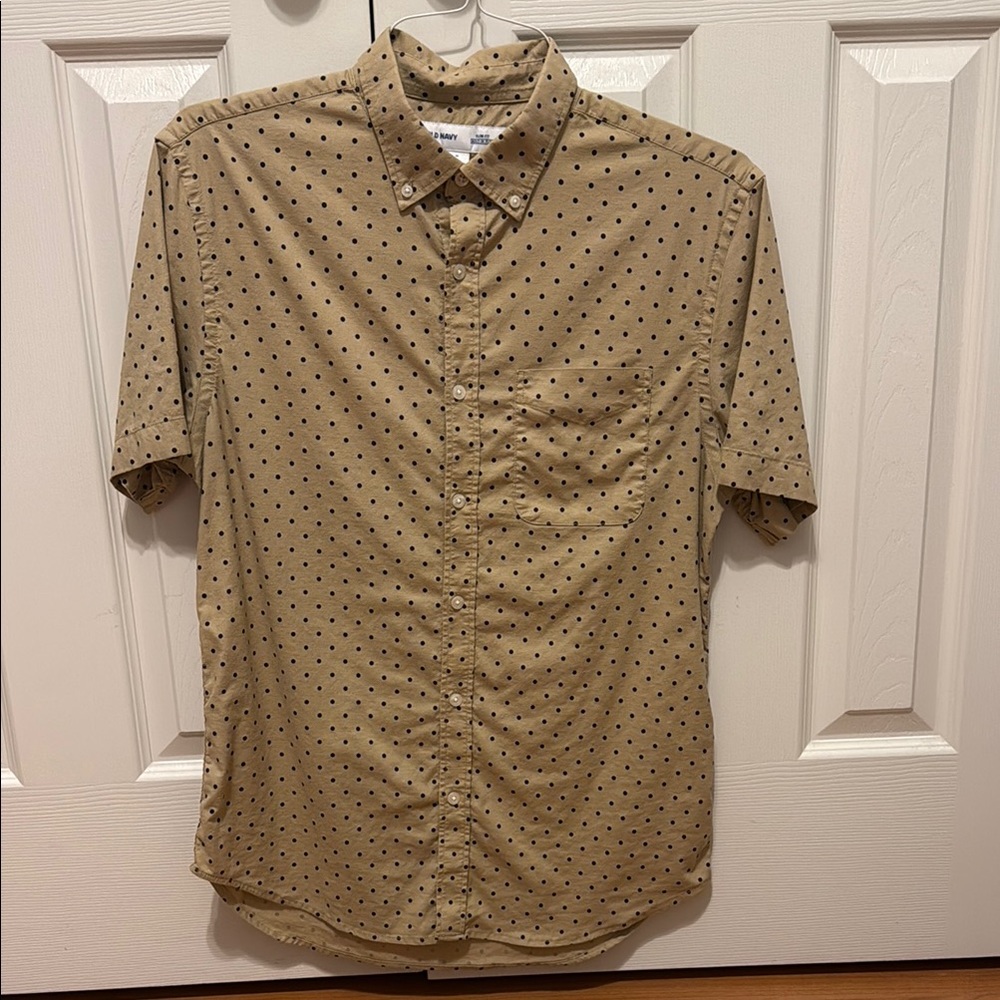 Men's Tan Polka Dot Shirt
